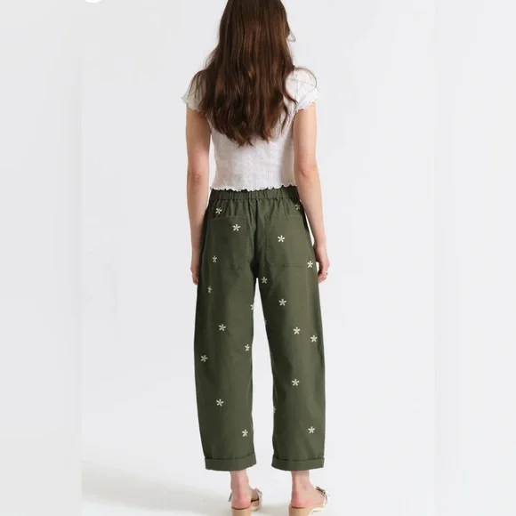 NWT DAZE DENIM Petite Villa Pant in Bronze Green Daisy - Picture 4 of 10